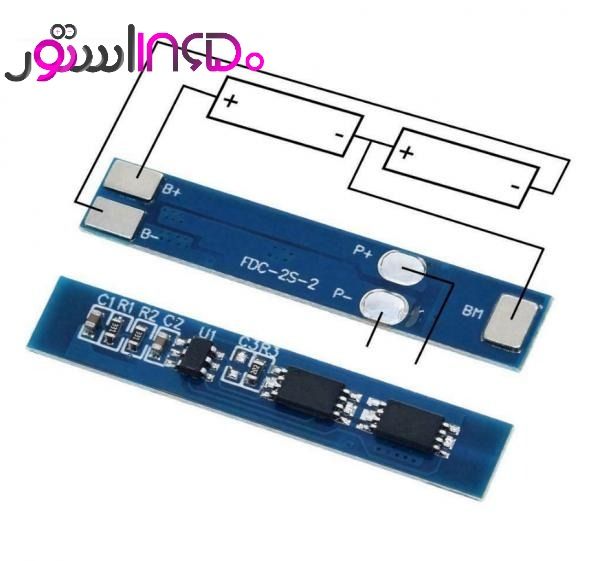 ماژول bms محافظ شارژ 2 سلول 2 آمپر باریک
