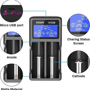 شارژر و تستر باتری لیتیوم xtar vc2